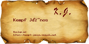 Kempf János névjegykártya